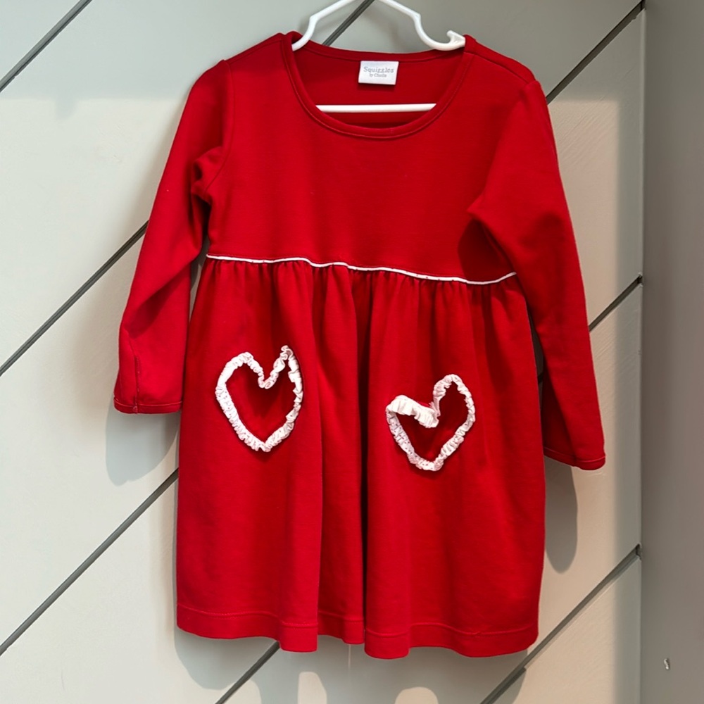 Girls 4T Red Long Sleeve Shirt with Heart Pockets